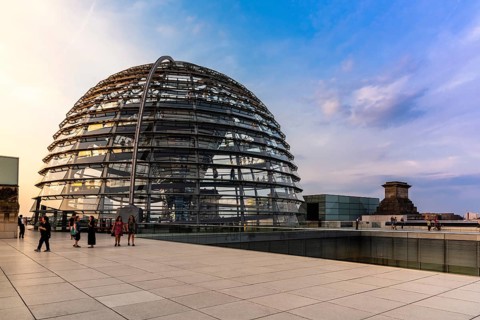 Berlin, Germany, July 28, 2019: View of the dome of Reichstag building, seat of the German