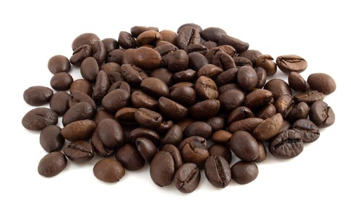 Coffee beans isolated on white background close up