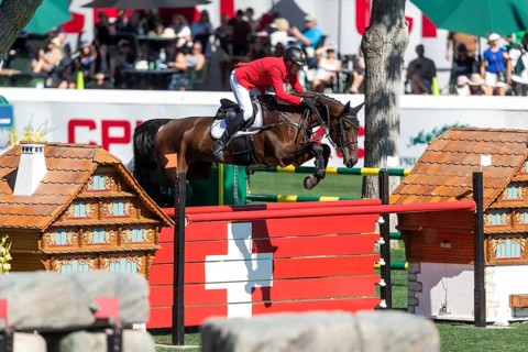 Calgary, Canada, Sept., 7, 2024. Andre Thieme of Germany, riding Paule S competes in the BMO