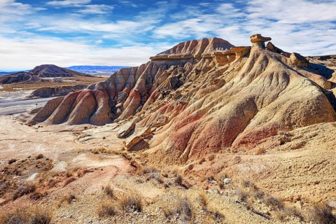 Bardenas Reales is a semi-desert area in the Spanish province of Navarre. Rock formations are