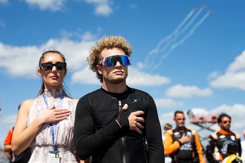 SANTINO FERRUCCI (14) USA of Woodbury, Connecticut stands for the national anthem prior to the