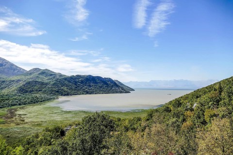 Landscape with lake and mountains