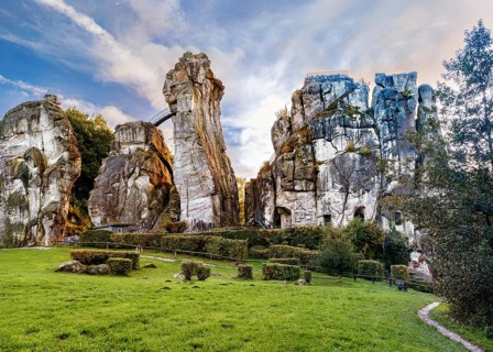 The 40 metre high Externsteine form a striking natural monument in a tranquil nature reserve in
