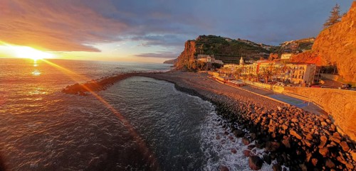 Ponta do Sol, pebble beach, promenade, sunset, Madeira Island