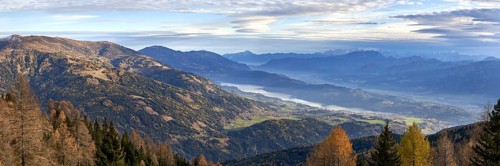 View from the Bergfriedhütte towards Lake Millstätter See, Carinthia, Austria, Europe