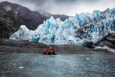 Excursion by Zodiac to the Condor Glacier, Cordillera Darwin, Alberto de Agostini National Park,