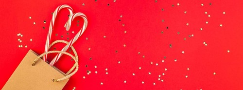 New Year or Christmas decoration flat lay top view Xmas holiday celebration shopping concept decor