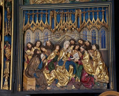 Partial view of the Veit-Stoß altar in St Mary's Church in Krakow