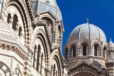 Detail of Marseille Cathedral. It is a Roman Catholic cathedral, and a national monument of France,