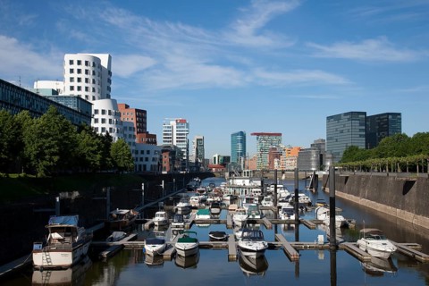 Western part, left Neuer Zollhof, right Colorium and harbour tip
