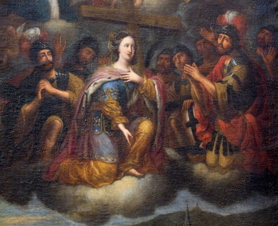 Altar of the city patrons, detail of martyrs on clouds