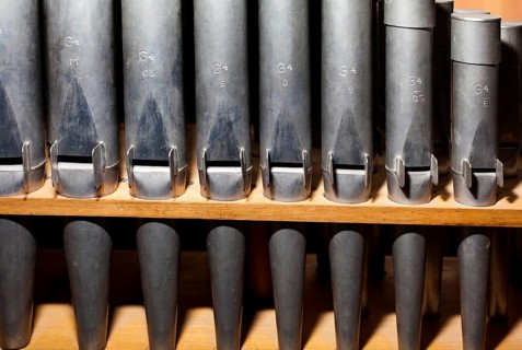 Detail of a portative organ, Organ Museum Borgentreich, Höxter district, North Rhine-Westphalia,