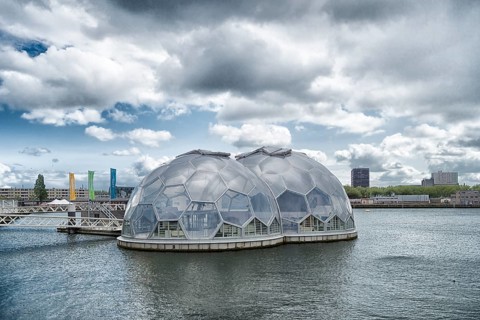 ROTTERDAM, NETHERLANDS, MAY 14, 2016: Modern sustainable and experimental floating houses in the