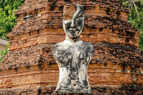 Beautiful photo of Ayutthaya Buddha Temple Ruins taken in thailand