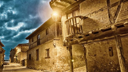 Street Scene, Traditional Architecture, Calatañazor, Medieval Town, Soria, Castilla y León, Spain,