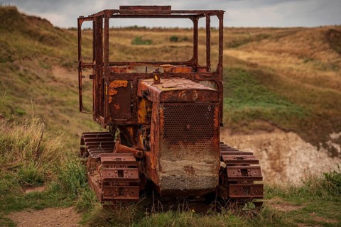 Flamborough, East Riding of Yorkshire, England, UK, September 14, 2018: An old rusty crawler on the