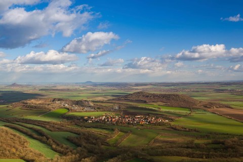 View from the top of Oblik hill. Autumn scenery in Central Bohemian Highlands, Czech Republic,