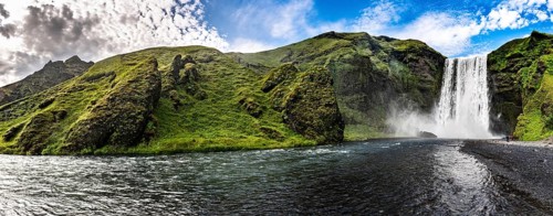 Skogafoss waterfall in the southern part Iceland at a summer day