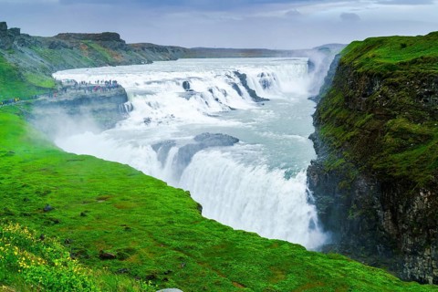 Famous Gullfoss Waterfalls in the canyon of the Hvita river in southwest Iceland