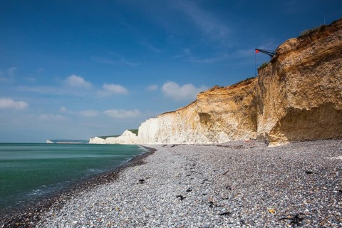 Landscape of Seven Sisters cliffs on English coast