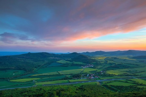 Sunset in Central Bohemian Highlands, Czech Republic. Central Bohemian Uplands is a mountain range