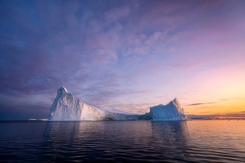 Greenland Ilulissat glaciers at fjord Disco Bay West Greenland
