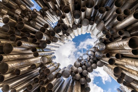 Helsinki, Finland: 4 August, 2021: abstract close up view of the Sibelius Monument in downtown