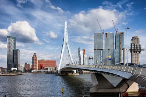 City of Rotterdam downtown skyline in South Holland, the Netherlands