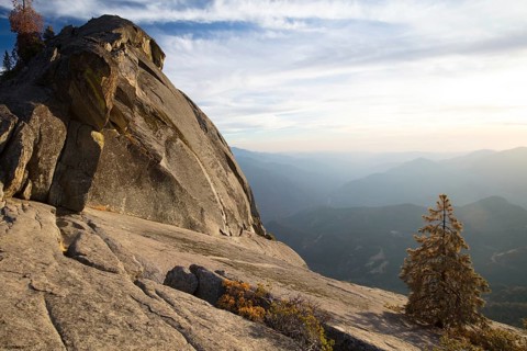 Sunset on an autumn evening at Moro Rock in Sequoia National Park, California, USA, North America