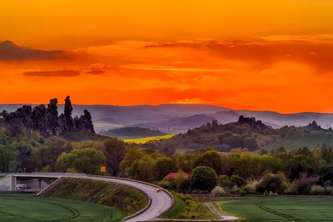 Devil's Wall near Thale at sunset