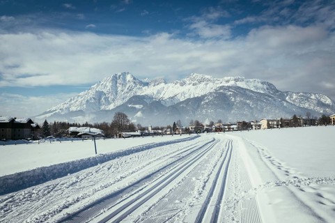 Cross-country skiing slope in Austria, beautiful mountain scenery