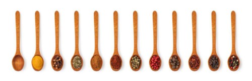 spices on a white background
