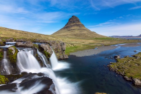 Kirkjufell with Kirkjufellsfoss in Iceland