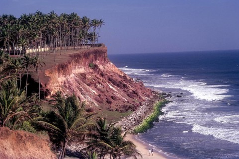 Varkala beach Papanasham beach, panoramic vision from a rocky cliff, Varkala, Kerala, Kerala, South