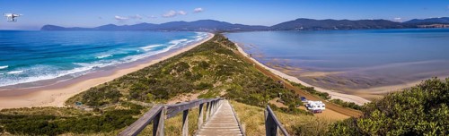 The Neck lookout on Bruny Island provides panoramic views over scenic North and South Bruny Island