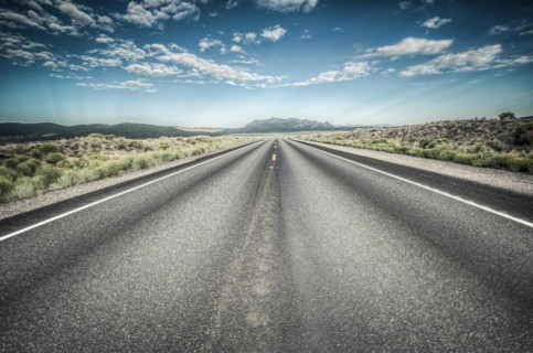 Death valley, desert highway goes to natinal park