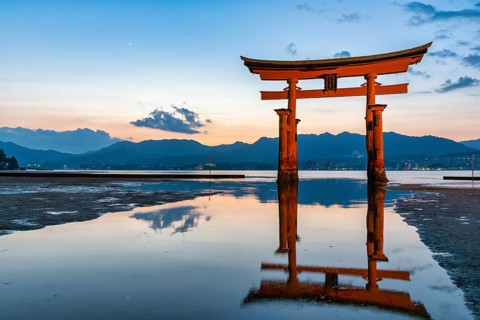 Itsukushima Miyajima Japan. Itsukushima Shrine and floating torii gate
