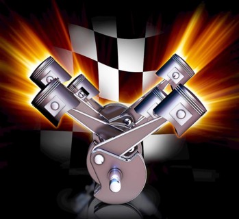 illustration of a engine with a race background