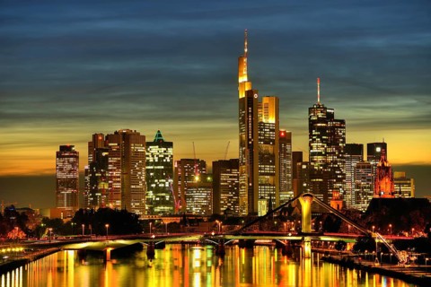 Frankfurt skyline in the evening