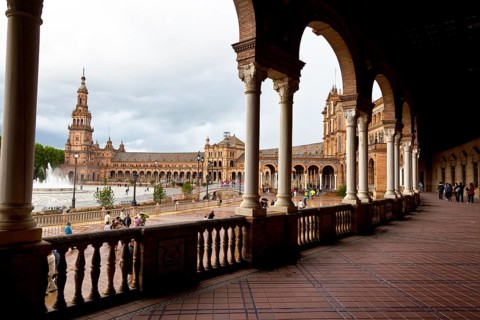 Spain, Andalusia. The Spanish pavilion in Seville at Plaza Espana Austria, Europe