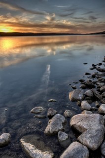 Buffalo Pound Lake at Sunset colorful and serene