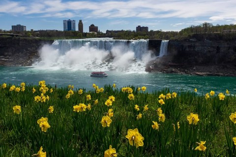 The American Bridal Veil falls visible from Niagara Falls, Ontario, Canada, North America