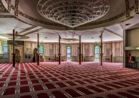 Brussels, Belgium, 07 03 2019- Decorated interior of the Great Mosque of Brussels, Europe
