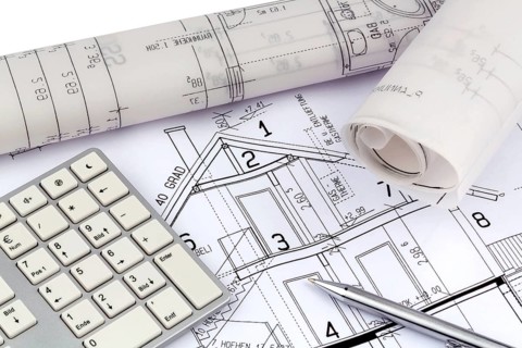 Building plan for a house. With compass and ruler Austria