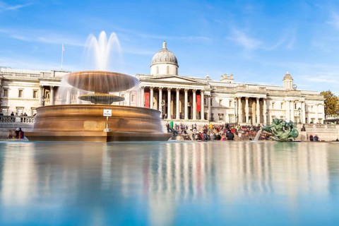 London, England, March 08, 2012: The National Gallery and Trafalgar Square in the afternoon