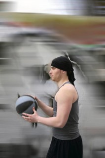 Active motion street basket player ball blur background
