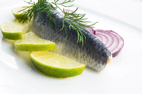 Fillet herring with onion and lemon, lodz, poland