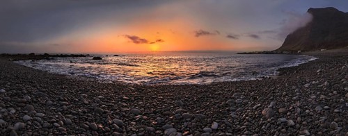 Sundown on the beach of Valle grain Rey, La Gomera