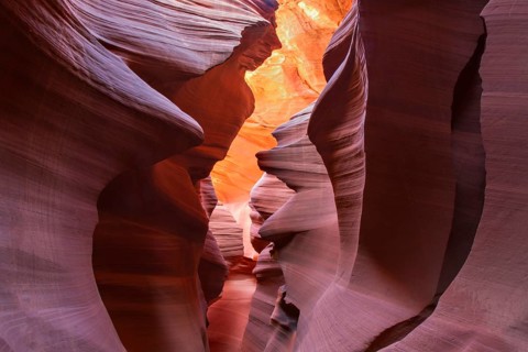 Beautiful red colours of a slot canyon, Arizona, USA, North America