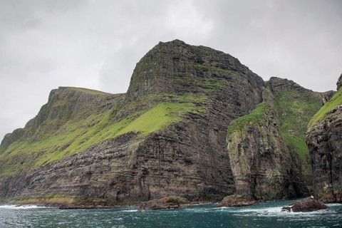 Landscape on the Faroe Islands with ocean and cliffs close to Vestmanna on Streymoy, Faroe Islands,